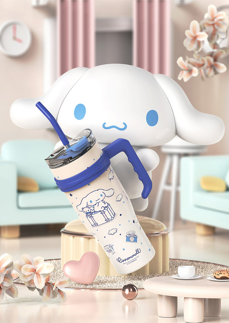 Sanrio Character Vacuum Cup with Straw Handle 1200ml