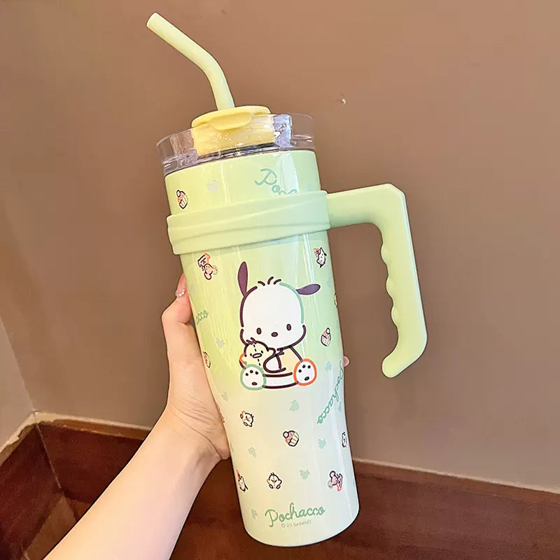 Sanrio Character Vacuum Cup with Straw Handle 1200ml