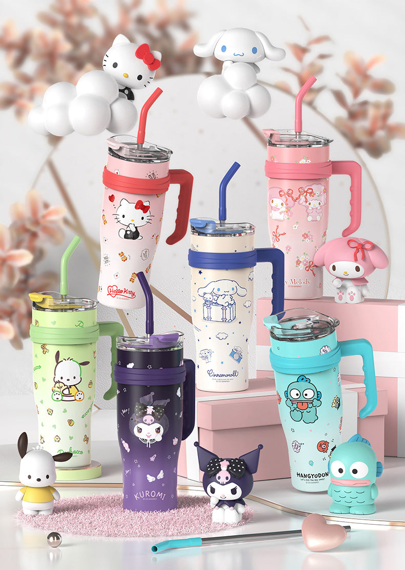 Sanrio Character Vacuum Cup with Straw Handle 1200ml