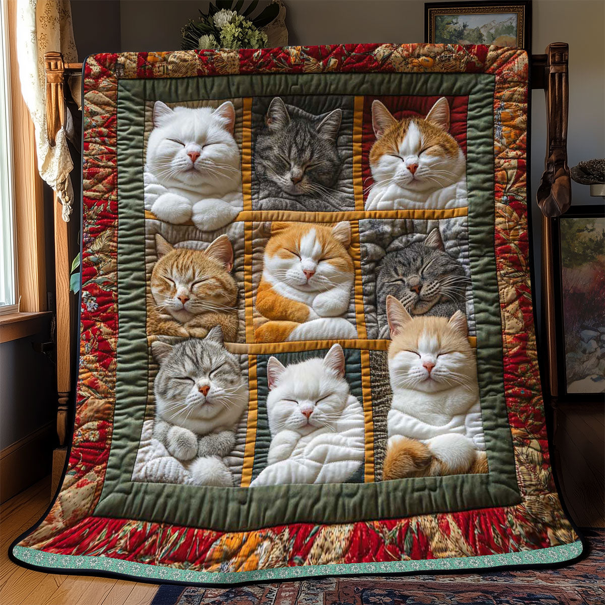 Sleeping Royal Cat Quilt