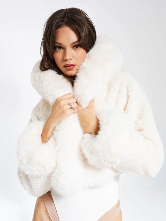 Alice Faux Fur Plush Coat with Hood