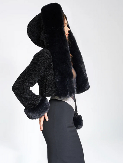 Alice Faux Fur Plush Coat with Hood