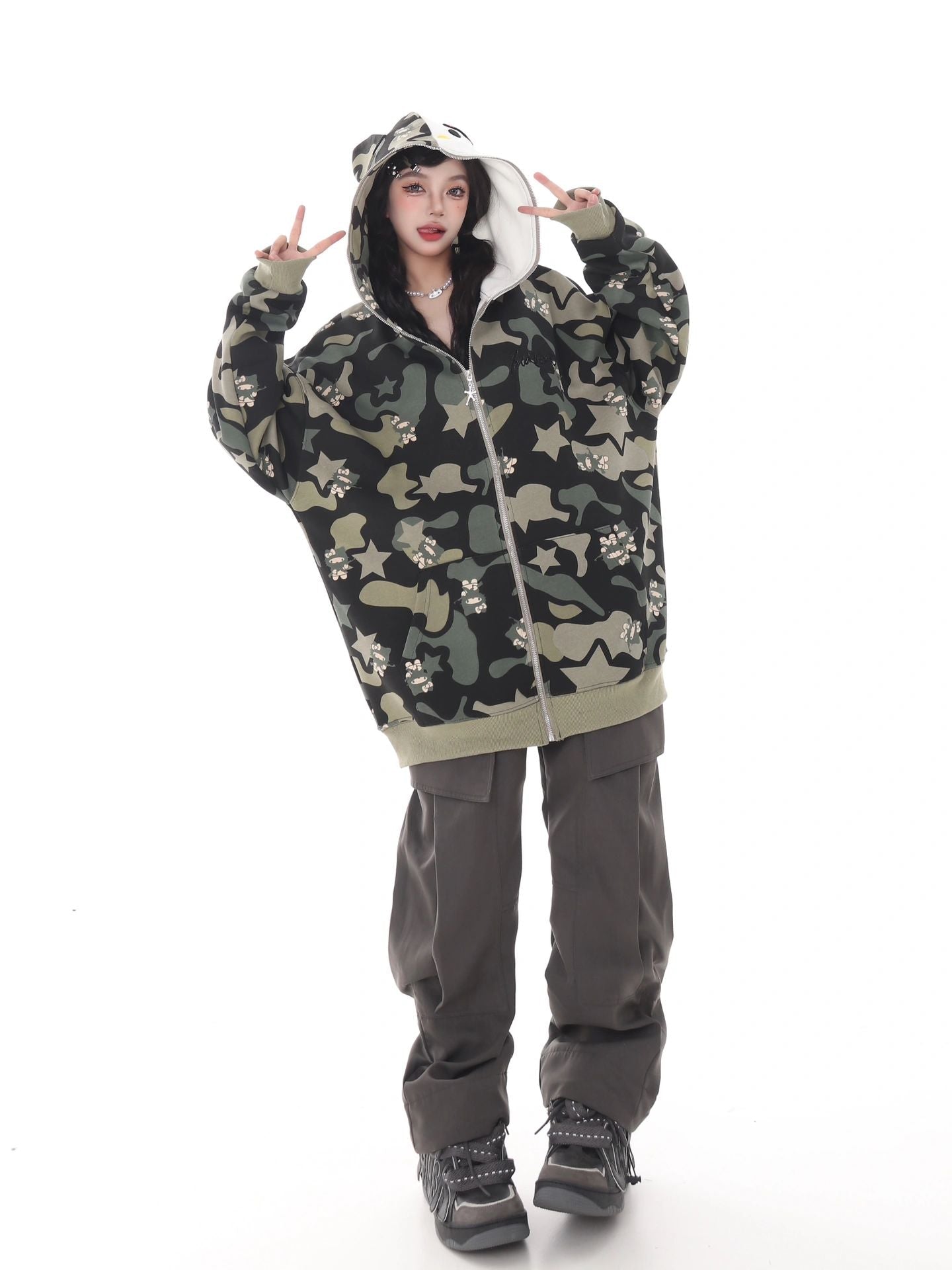 KT Oversized Camouflage Hoodies