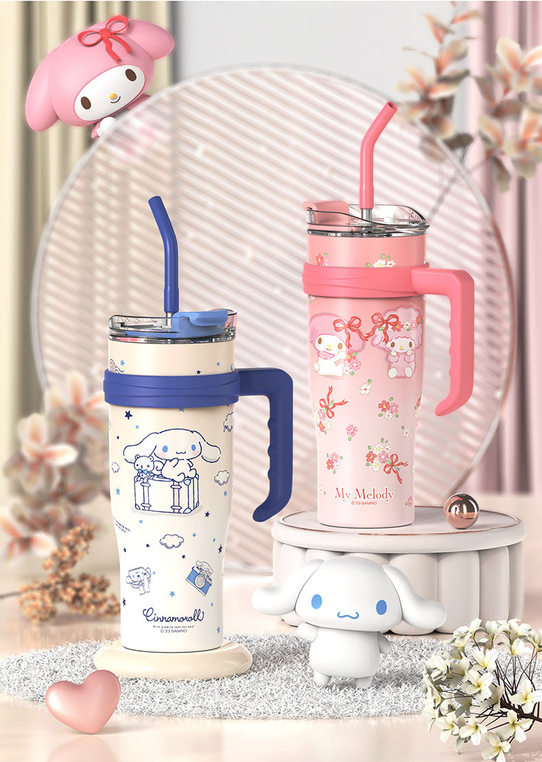 Sanrio Character Vacuum Cup  with Straw Handle 1200ml