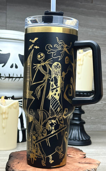 40 oz Etched Nightmare Before Tumbler (made to order)