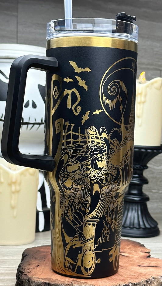 40 oz Etched Nightmare Before Tumbler (made to order)