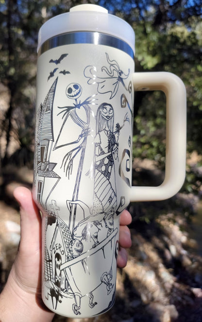 40 oz Etched Nightmare Before Tumbler (made to order)